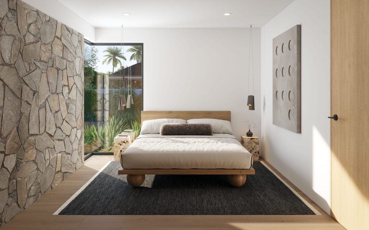 Interior wall with a wood grain finish